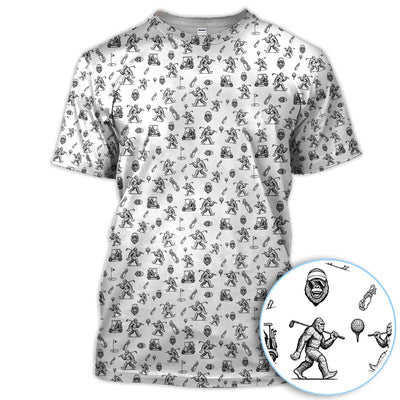 Squatch Bigfoot Pattern Golf Shirt, Funny Bigfoot Golf Polos, Golf Gift For Men