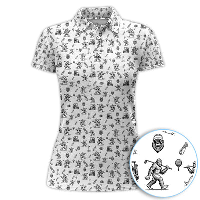 Squatch Bigfoot Pattern Golf Shirt, Funny Bigfoot Golf Polos, Golf Gift For Men