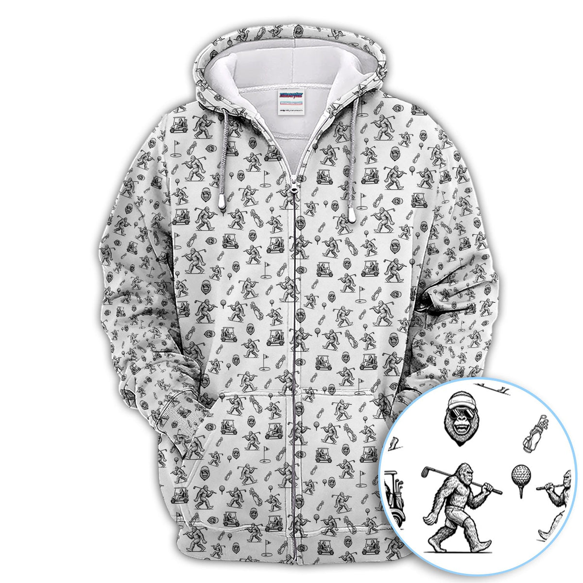 Squatch Bigfoot Pattern Golf Shirt, Funny Bigfoot Golf Polos, Golf Gift For Men