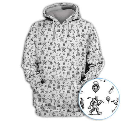 Squatch Bigfoot Pattern Golf Shirt, Funny Bigfoot Golf Polos, Golf Gift For Men