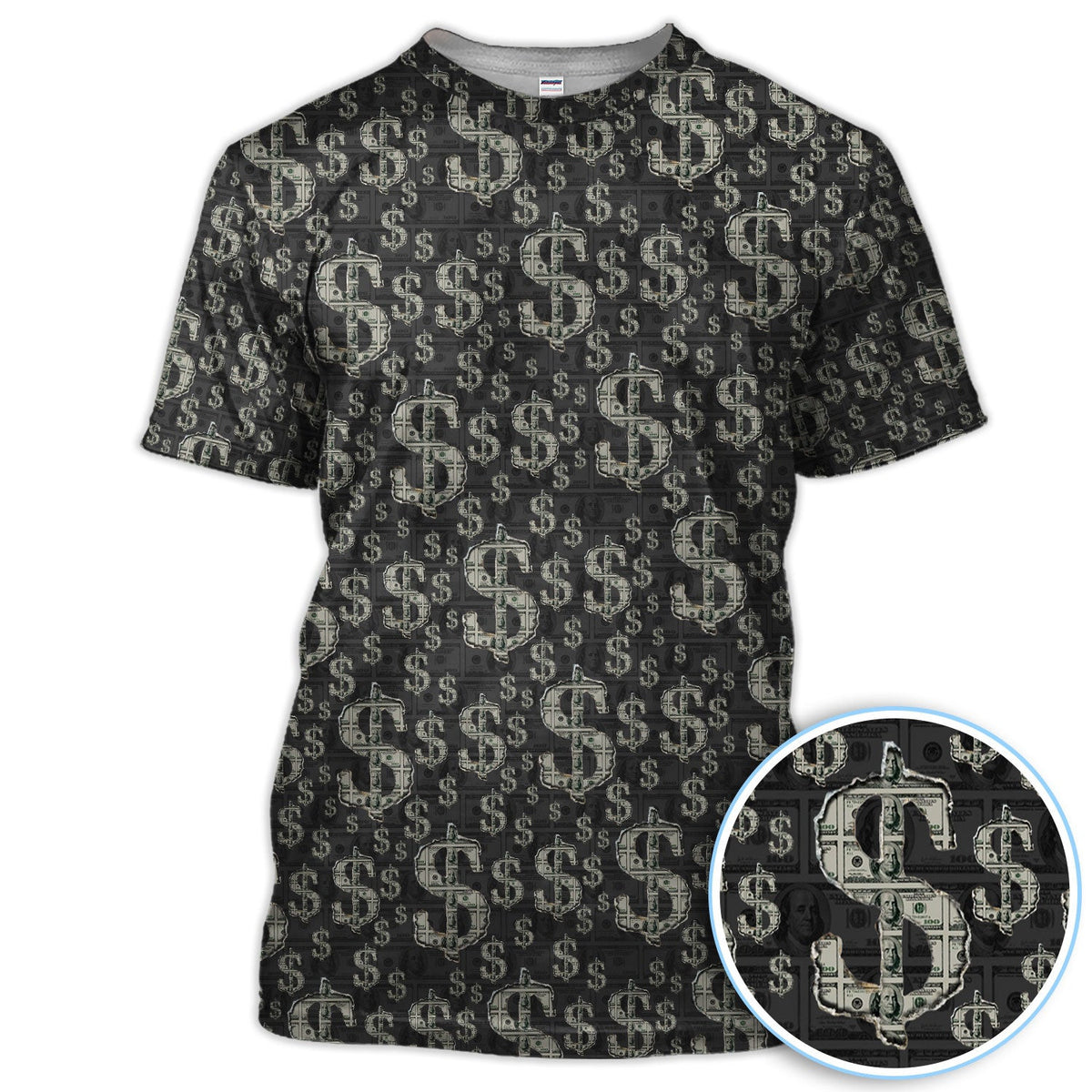 Crazy Dollar Money Golf Polos, Luxury Cash Pattern Golf Shirt, Funny Golf Shirt For Men