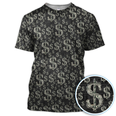Crazy Dollar Money Golf Polos, Luxury Cash Pattern Golf Shirt, Funny Golf Shirt For Men