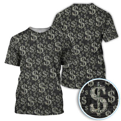 Crazy Dollar Money Golf Polos, Luxury Cash Pattern Golf Shirt, Funny Golf Shirt For Men