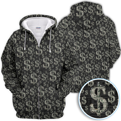 Crazy Dollar Money Golf Polos, Luxury Cash Pattern Golf Shirt, Funny Golf Shirt For Men