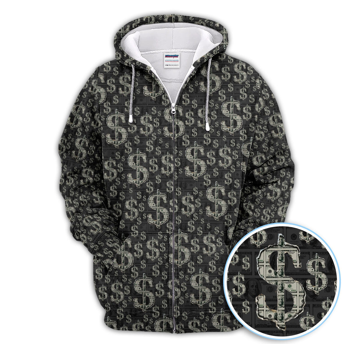 Crazy Dollar Money Golf Polos, Luxury Cash Pattern Golf Shirt, Funny Golf Shirt For Men
