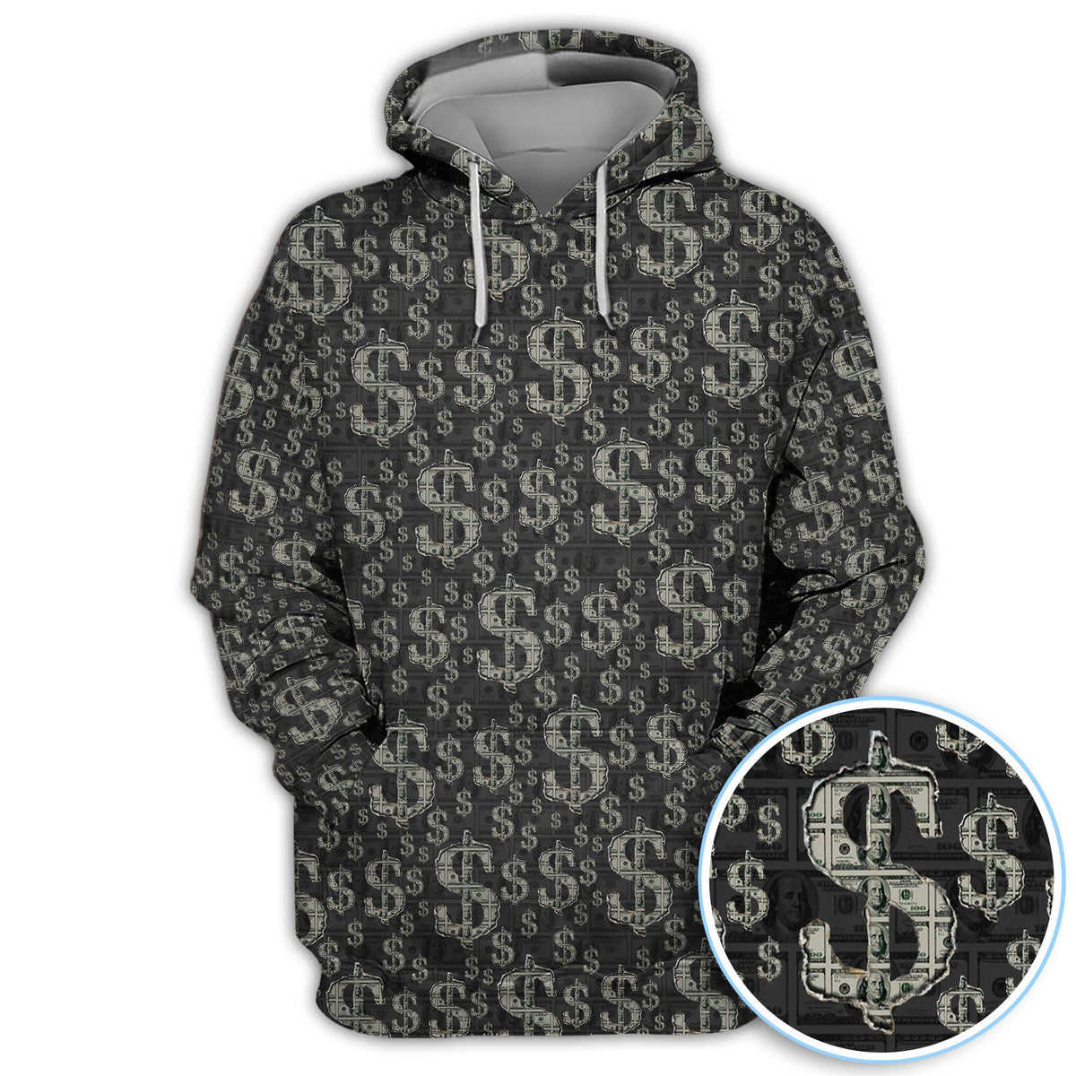 Crazy Dollar Money Golf Polos, Luxury Cash Pattern Golf Shirt, Funny Golf Shirt For Men