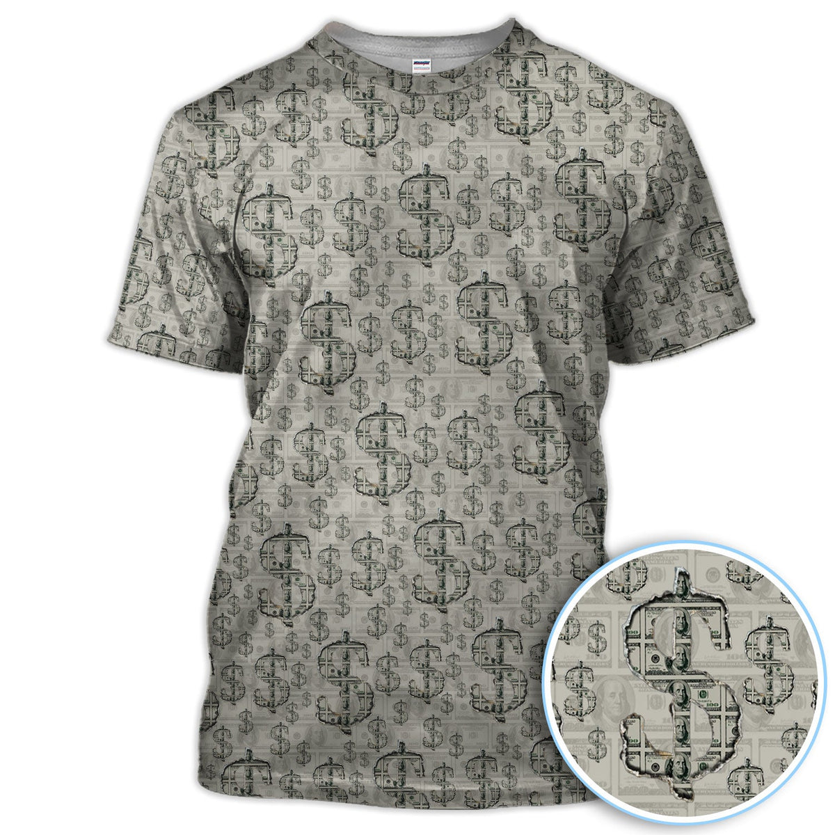 Crazy Dollar Money Golf Polos, Luxury Cash Pattern Golf Shirt, Funny Golf Shirt For Men