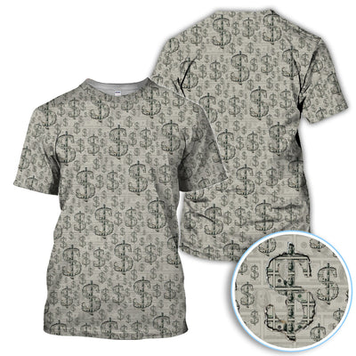 Crazy Dollar Money Golf Polos, Luxury Cash Pattern Golf Shirt, Funny Golf Shirt For Men