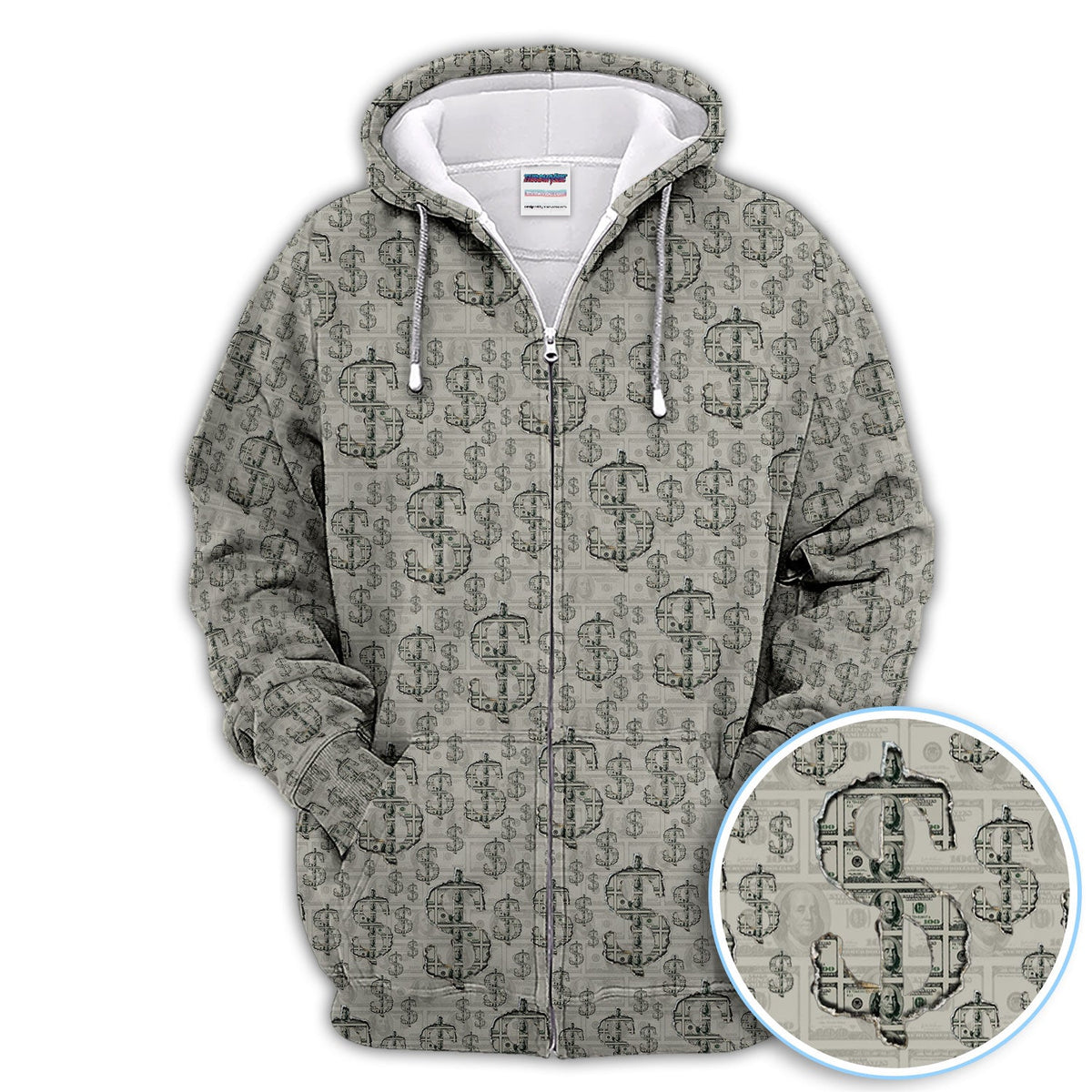 Crazy Dollar Money Golf Polos, Luxury Cash Pattern Golf Shirt, Funny Golf Shirt For Men