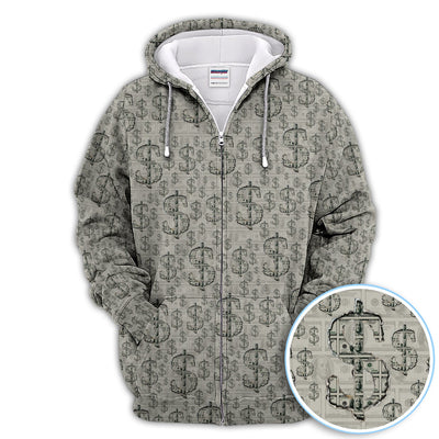 Crazy Dollar Money Golf Polos, Luxury Cash Pattern Golf Shirt, Funny Golf Shirt For Men