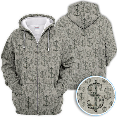 Crazy Dollar Money Golf Polos, Luxury Cash Pattern Golf Shirt, Funny Golf Shirt For Men