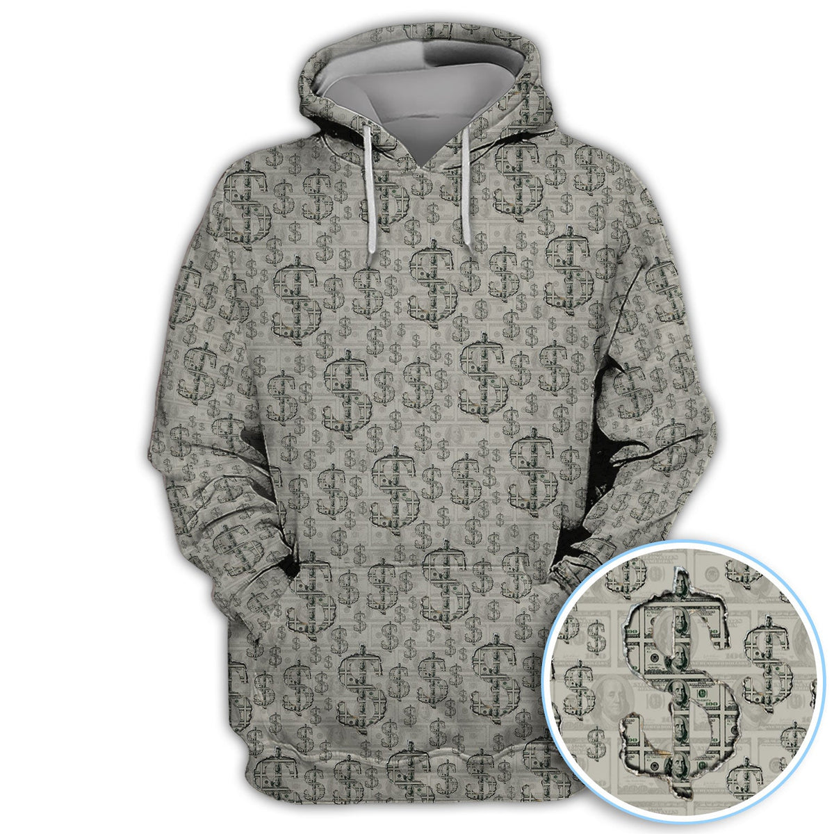 Crazy Dollar Money Golf Polos, Luxury Cash Pattern Golf Shirt, Funny Golf Shirt For Men