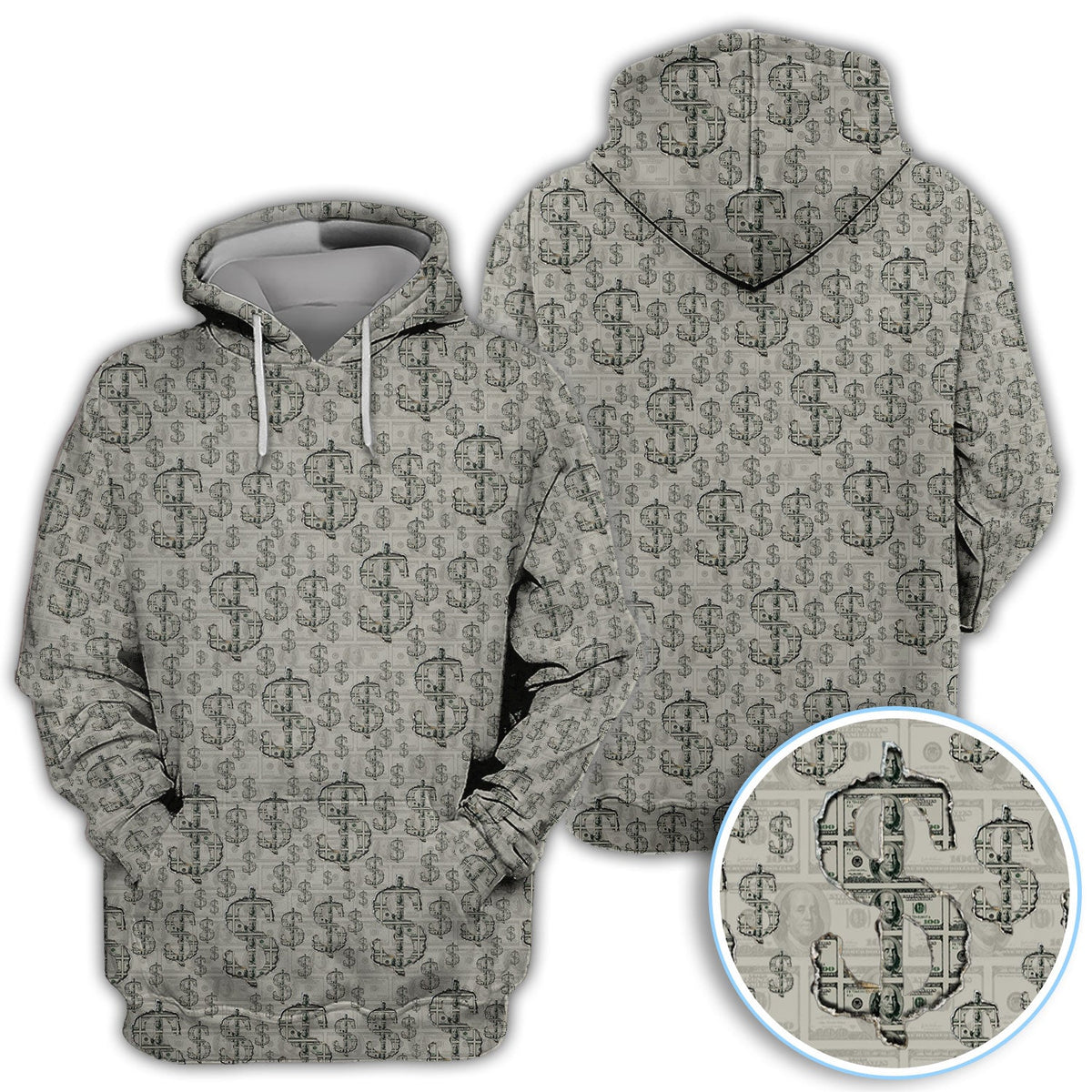 Crazy Dollar Money Golf Polos, Luxury Cash Pattern Golf Shirt, Funny Golf Shirt For Men