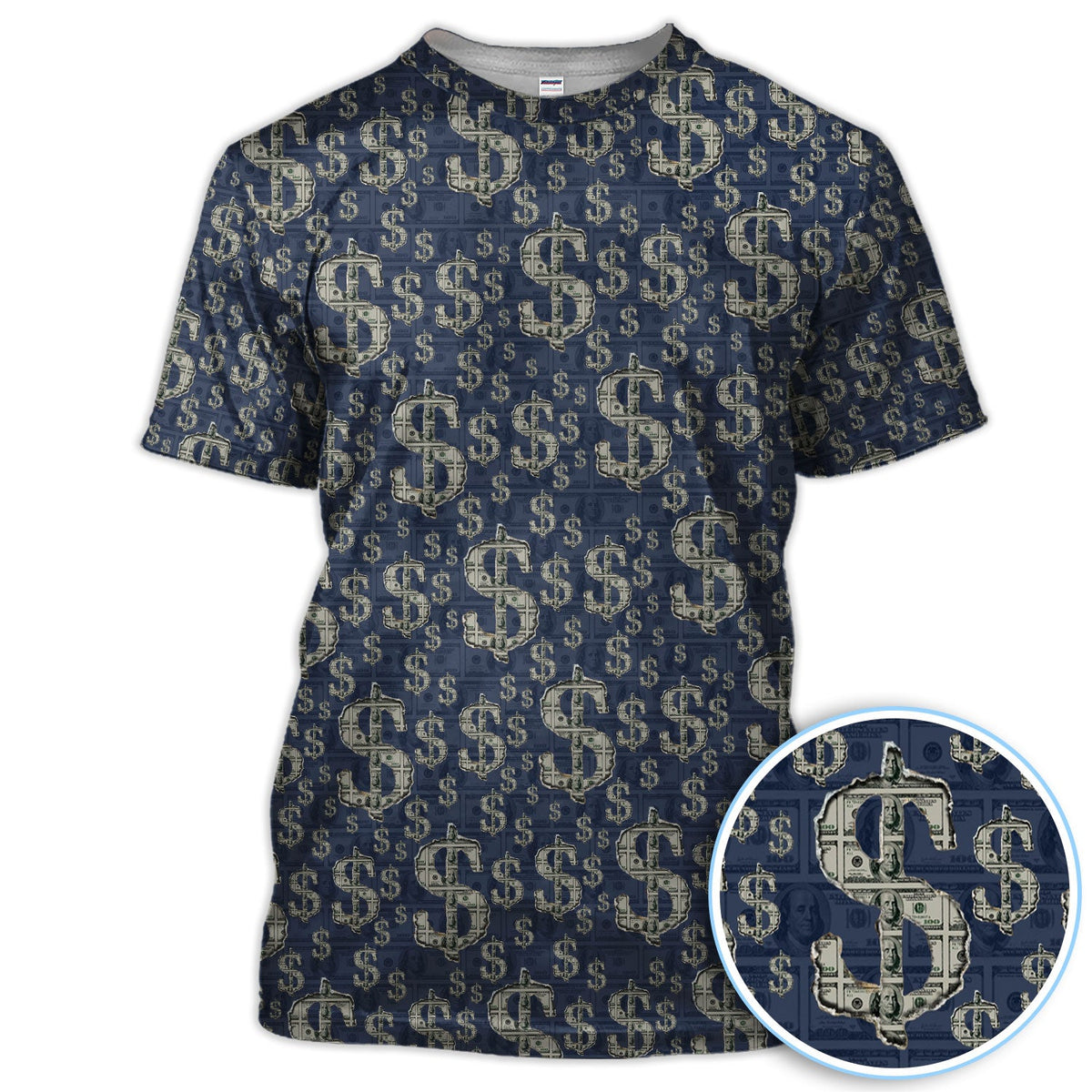 Crazy Dollar Money Golf Polos, Luxury Cash Pattern Golf Shirt, Funny Golf Shirt For Men