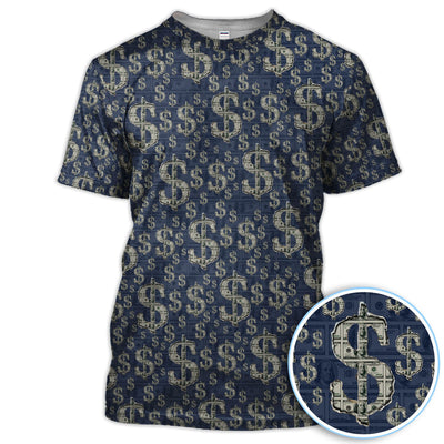 Crazy Dollar Money Golf Polos, Luxury Cash Pattern Golf Shirt, Funny Golf Shirt For Men