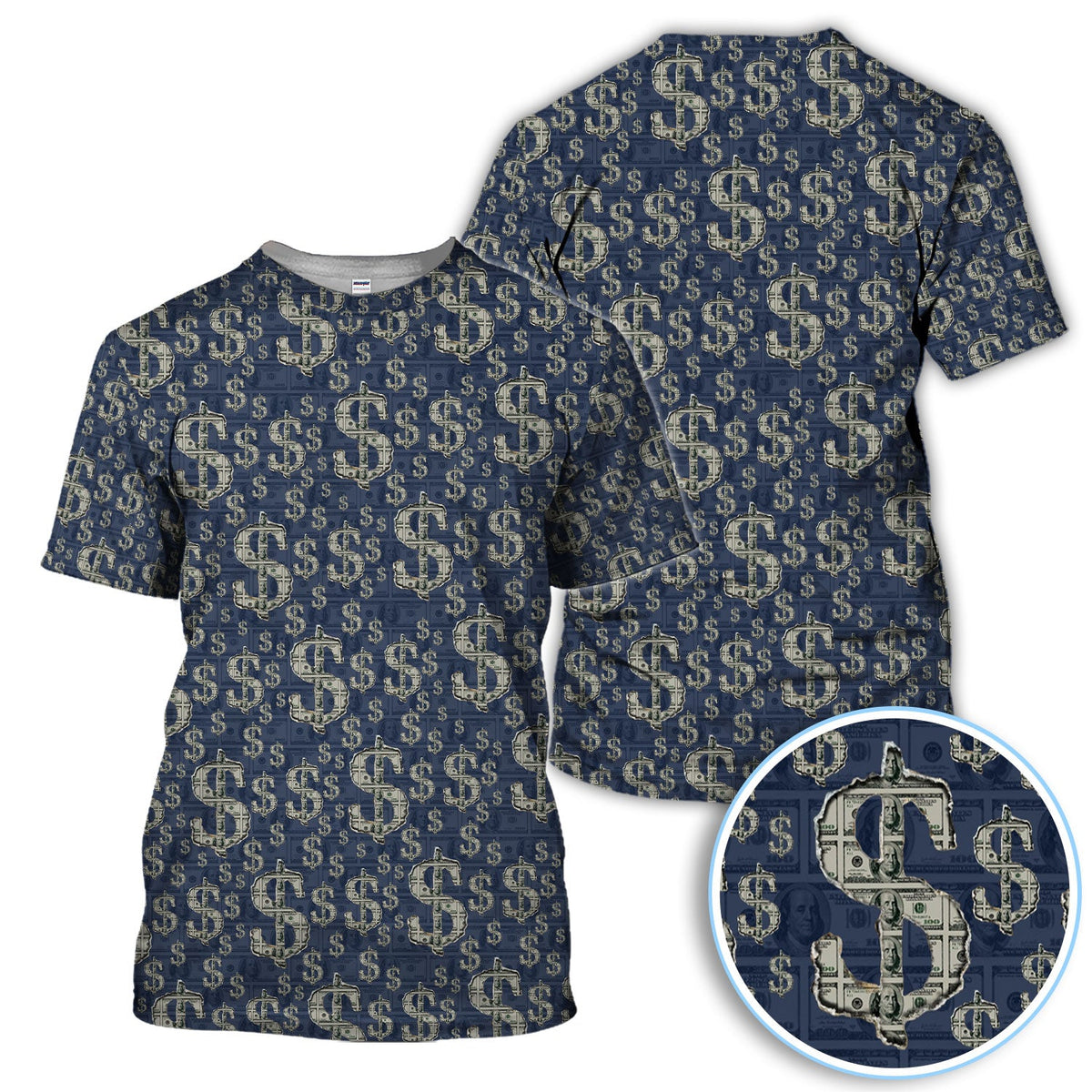 Crazy Dollar Money Golf Polos, Luxury Cash Pattern Golf Shirt, Funny Golf Shirt For Men