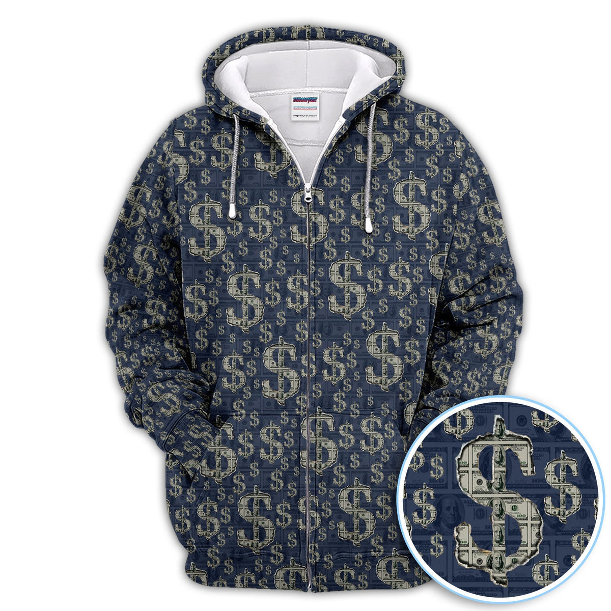 Crazy Dollar Money Golf Polos, Luxury Cash Pattern Golf Shirt, Funny Golf Shirt For Men