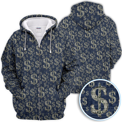 Crazy Dollar Money Golf Polos, Luxury Cash Pattern Golf Shirt, Funny Golf Shirt For Men