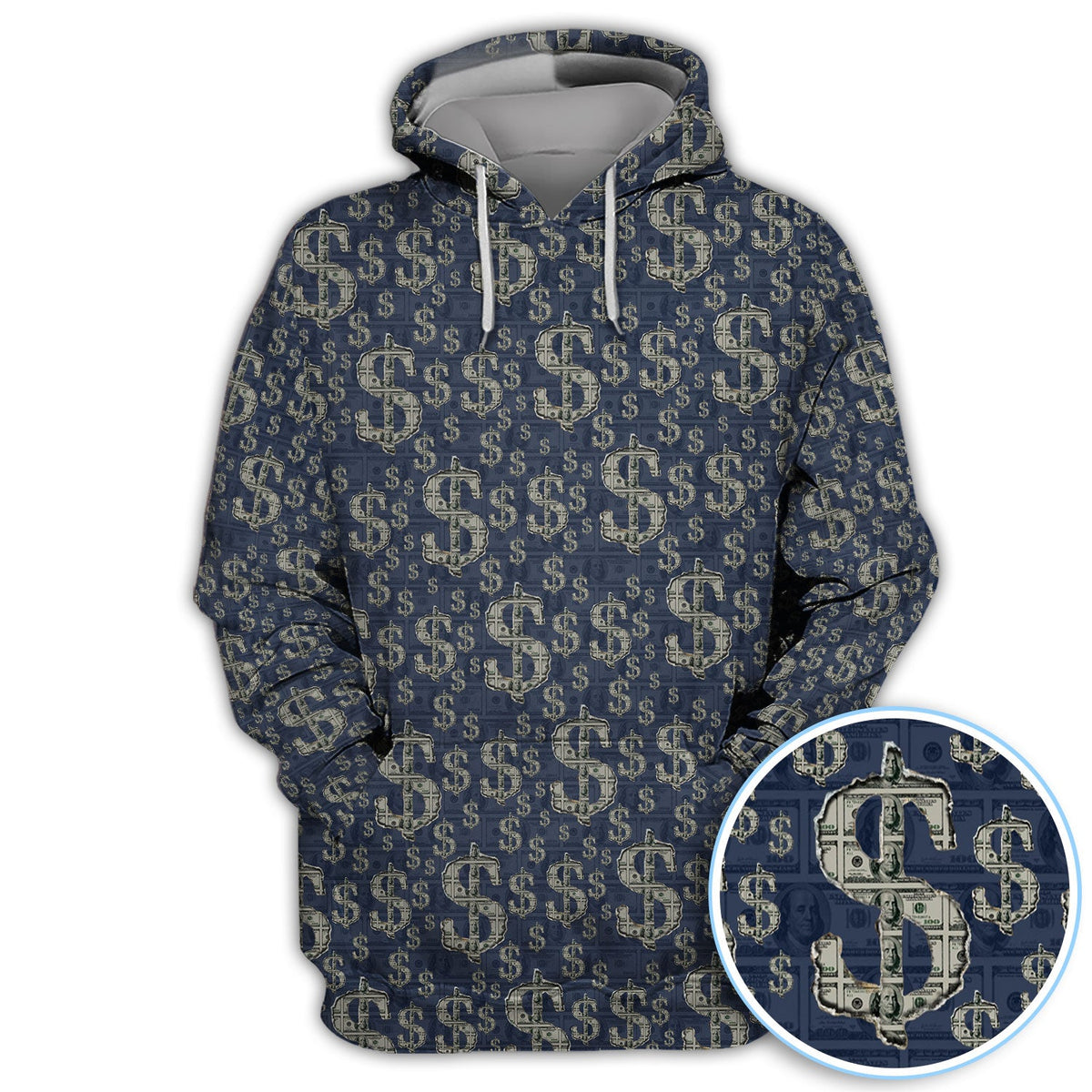 Crazy Dollar Money Golf Polos, Luxury Cash Pattern Golf Shirt, Funny Golf Shirt For Men