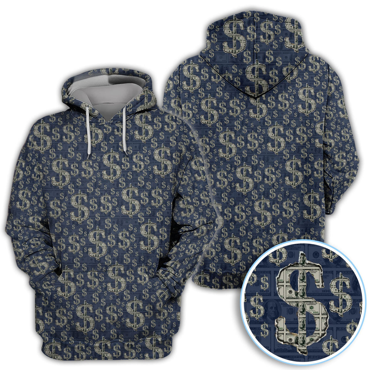 Crazy Dollar Money Golf Polos, Luxury Cash Pattern Golf Shirt, Funny Golf Shirt For Men