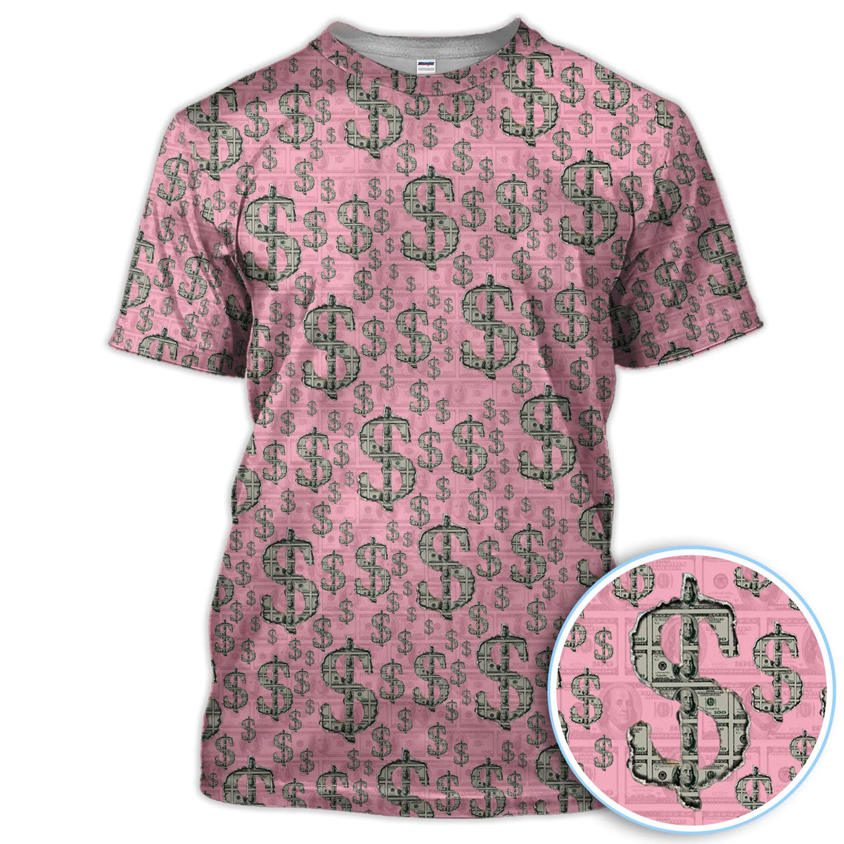 Crazy Dollar Money Golf Polos, Luxury Cash Pattern Golf Shirt, Funny Golf Shirt For Men