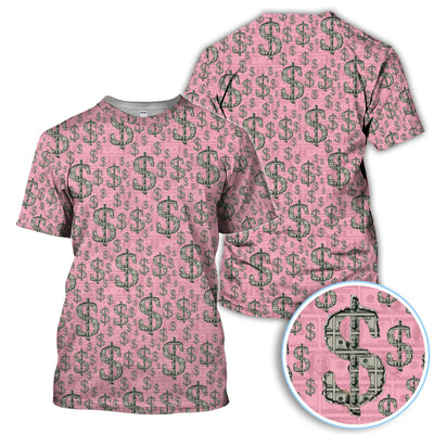 Crazy Dollar Money Golf Polos, Luxury Cash Pattern Golf Shirt, Funny Golf Shirt For Men