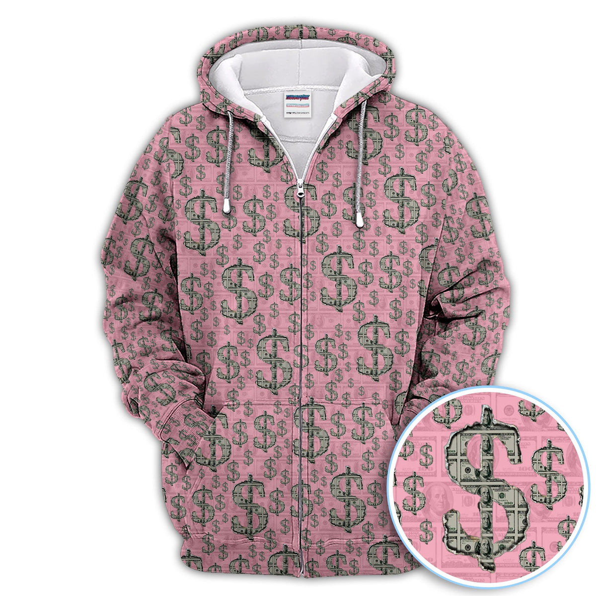 Crazy Dollar Money Golf Polos, Luxury Cash Pattern Golf Shirt, Funny Golf Shirt For Men