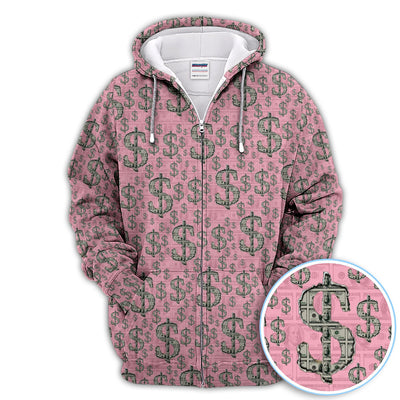 Crazy Dollar Money Golf Polos, Luxury Cash Pattern Golf Shirt, Funny Golf Shirt For Men