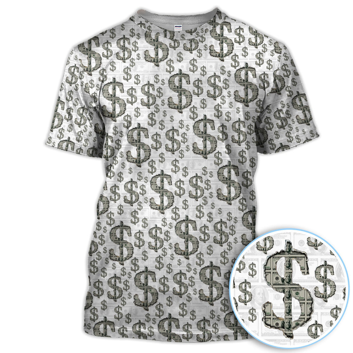 Crazy Dollar Money Golf Polos, Luxury Cash Pattern Golf Shirt, Funny Golf Shirt For Men