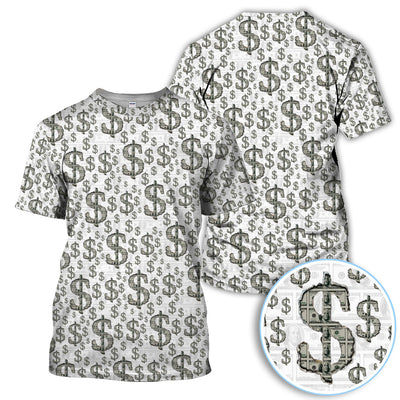 Crazy Dollar Money Golf Polos, Luxury Cash Pattern Golf Shirt, Funny Golf Shirt For Men