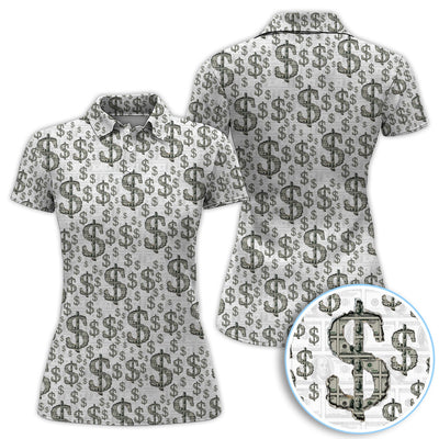 Crazy Dollar Money Golf Polos, Luxury Cash Pattern Golf Shirt, Funny Golf Shirt For Men
