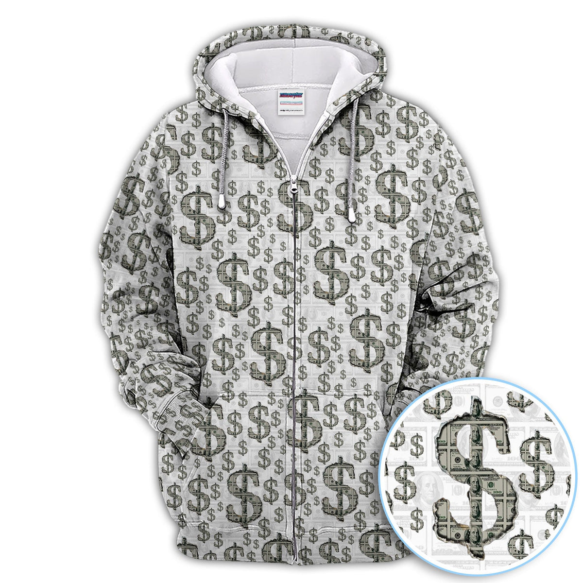 Crazy Dollar Money Golf Polos, Luxury Cash Pattern Golf Shirt, Funny Golf Shirt For Men