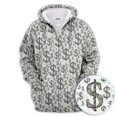 Crazy Dollar Money Golf Polos, Luxury Cash Pattern Golf Shirt, Funny Golf Shirt For Men