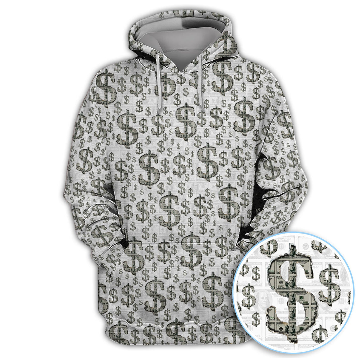Crazy Dollar Money Golf Polos, Luxury Cash Pattern Golf Shirt, Funny Golf Shirt For Men