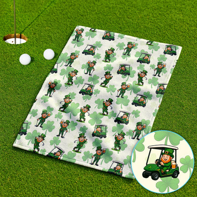 St. Patrick Leprechaun Golf Pattern Towel, Funny Golf Towels For Men, Golf Gift For Golfer