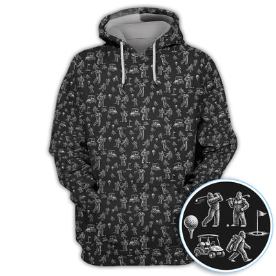 Funny Bigfoot Pattern Golf Polos, Squatch Bigfoot Golf Shirt For Men, Crazy Golf Gift For Golfer