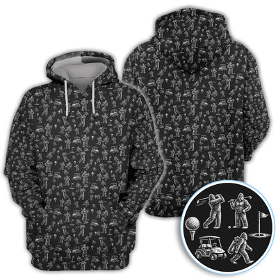 Funny Bigfoot Pattern Golf Polos, Squatch Bigfoot Golf Shirt For Men, Crazy Golf Gift For Golfer