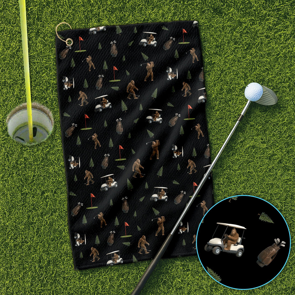 Funny Bigfoot Pattern Golf Towel, Bigfoot Golf Towels For Men, Crazy Golf Gift For Golfer