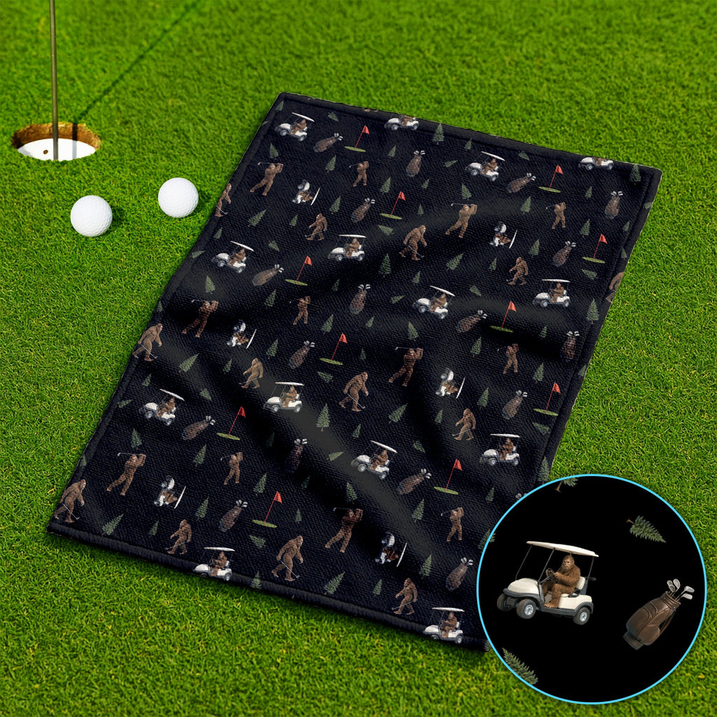 Funny Bigfoot Pattern Golf Towel, Bigfoot Golf Towels For Men, Crazy Golf Gift For Golfer