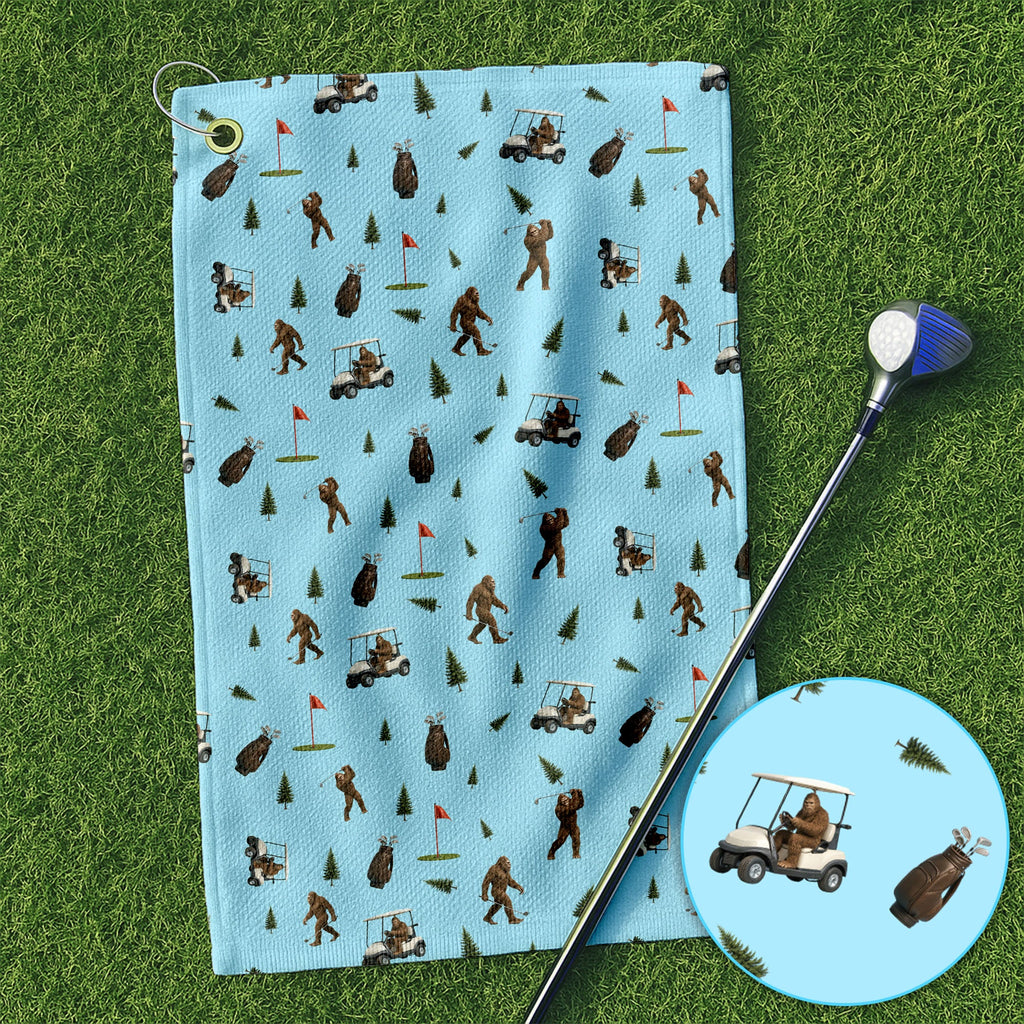 Funny Bigfoot Pattern Golf Towel, Bigfoot Golf Towels For Men, Crazy Golf Gift For Golfer
