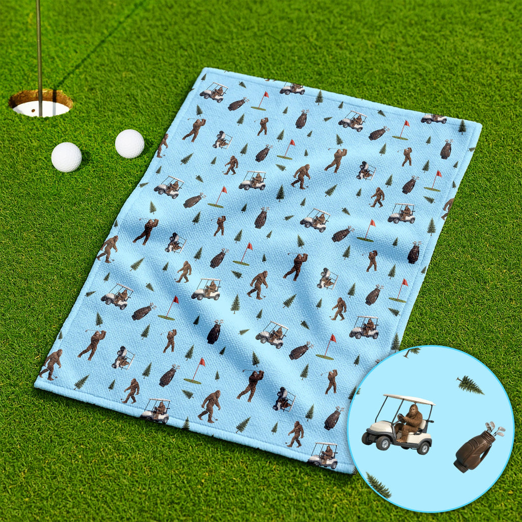 Funny Bigfoot Pattern Golf Towel, Bigfoot Golf Towels For Men, Crazy Golf Gift For Golfer