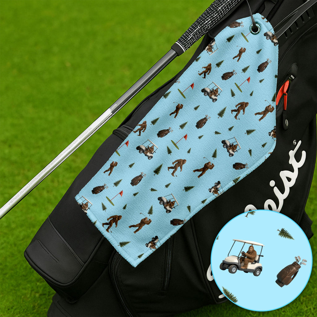 Funny Bigfoot Pattern Golf Towel, Bigfoot Golf Towels For Men, Crazy Golf Gift For Golfer
