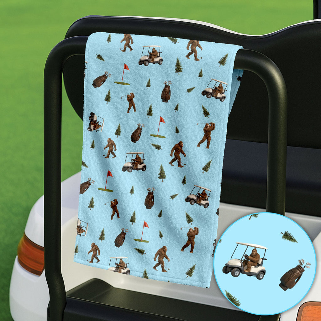 Funny Bigfoot Pattern Golf Towel, Bigfoot Golf Towels For Men, Crazy Golf Gift For Golfer