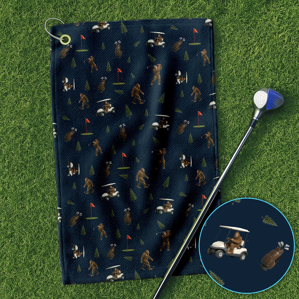 Funny Bigfoot Pattern Golf Towel, Bigfoot Golf Towels For Men, Crazy Golf Gift For Golfer