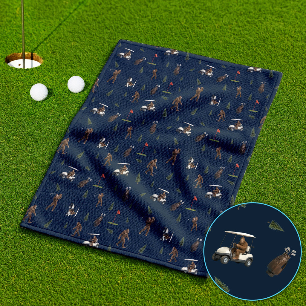 Funny Bigfoot Pattern Golf Towel, Bigfoot Golf Towels For Men, Crazy Golf Gift For Golfer