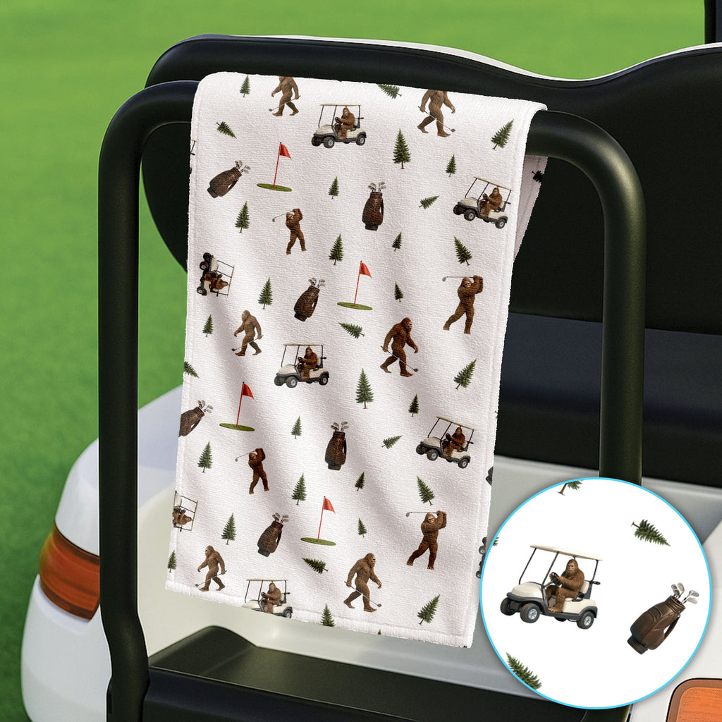 Funny Bigfoot Pattern Golf Towel, Bigfoot Golf Towels For Men, Crazy Golf Gift For Golfer