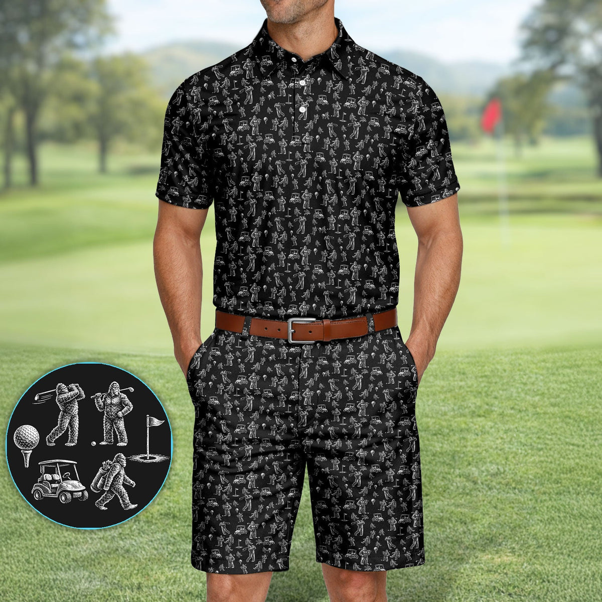 Funny Bigfoot Pattern Golf Set, Squatch Bigfoot Golf Set For Men, Crazy Golf Gift For Golfer