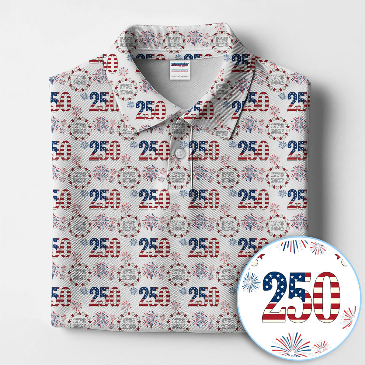 250 USA Birthday Pattern Golf Shirt, USA 250 Golf Polos For Men, Crazy Golf Shirt For Golfer