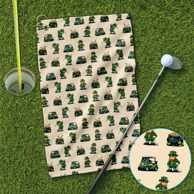 St. Patrick’s Day Pattern Golf Towel, Leprechaun Golf Towels, Funny Golf Gift For Men