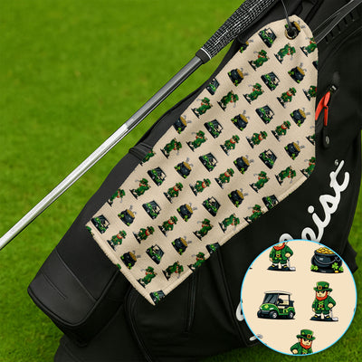 St. Patrick’s Day Pattern Golf Towel, Leprechaun Golf Towels, Funny Golf Gift For Men